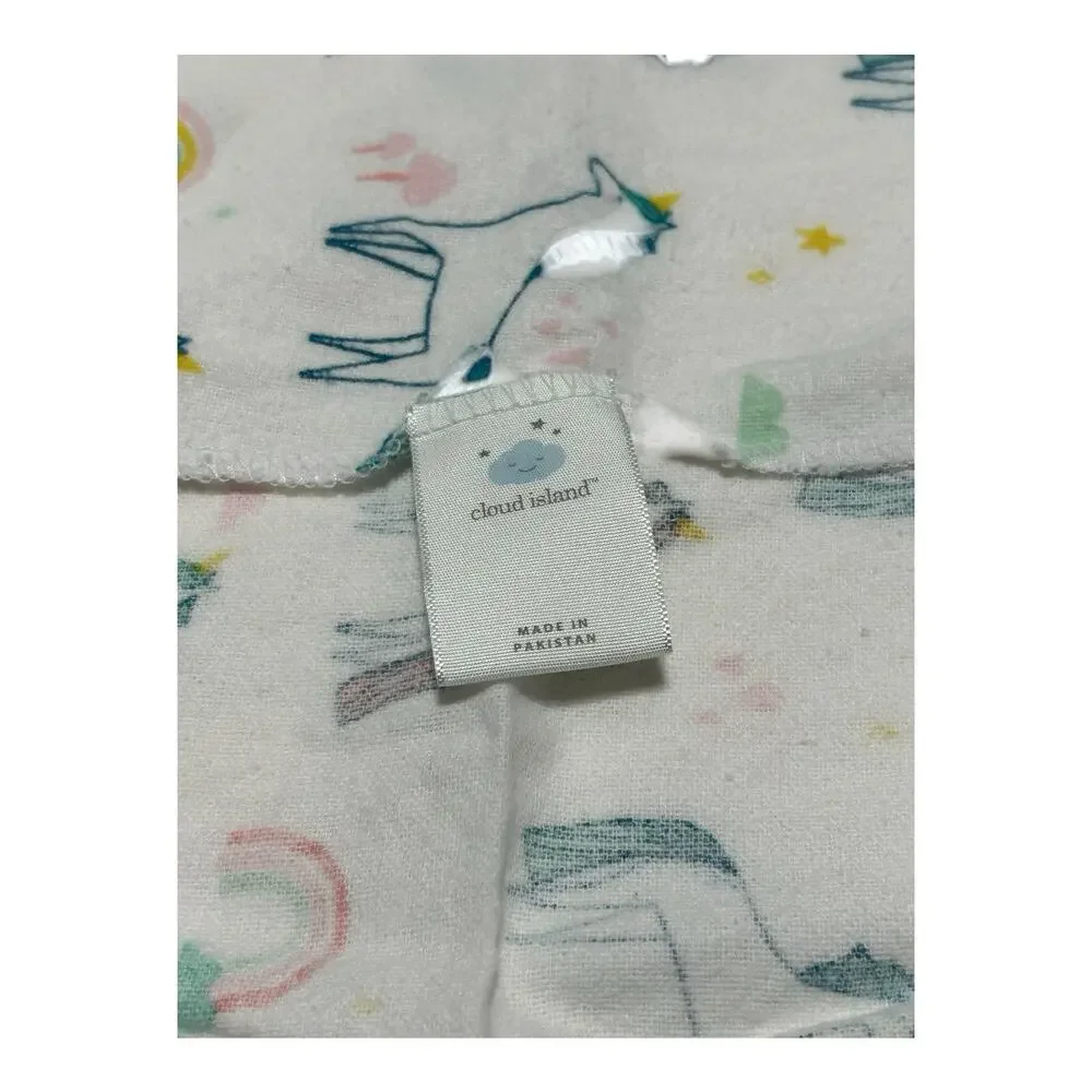 Cloud Island Unicorn Rainbow Flannel Receiving Blanket